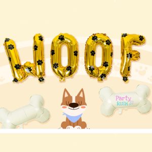 Woof Gold Foil Balloon Banner