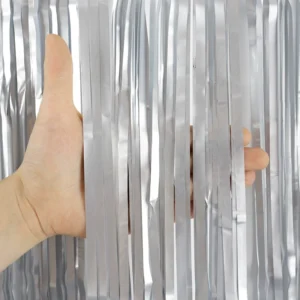 Matte Silver Tassel Birthday Backdrop