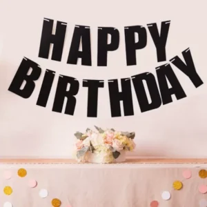 Big Font Happy Birthday Black Bunting